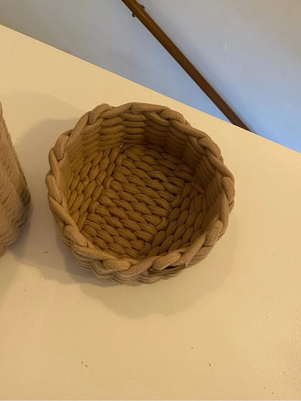 UGG Beige Chunky Woven Rope Storage Basket & Wastebasket 2-Piece Set